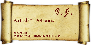 Valló Johanna névjegykártya